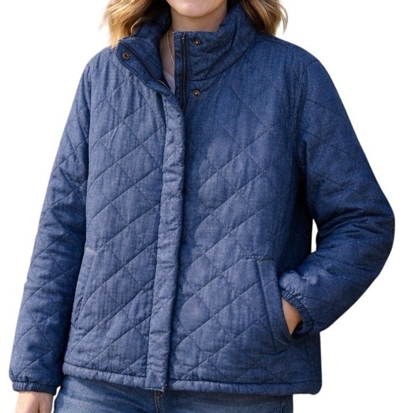 Old Navy Jackets & Blazers - Old Navy Womens Quilted Chambray Jacket XS Blue Lightweight‎ Puffer Casual
